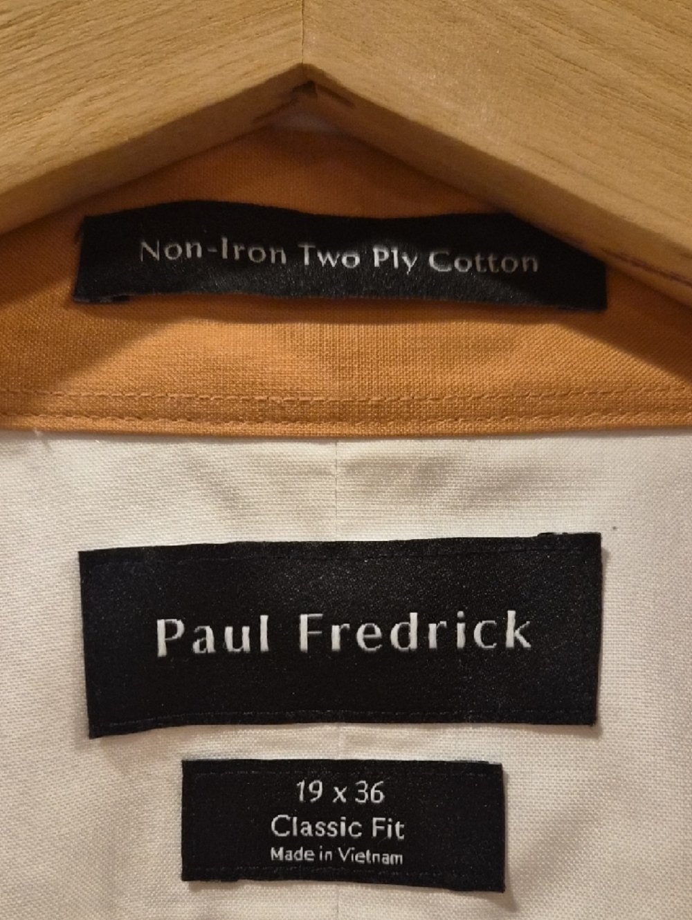 Paul Fredrick White Dress Shirt with Orange Accent Buttons - Picture 2 of 2